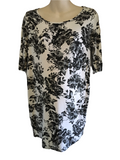 New Look Maternity White Black Rose Print Half Sleeve Tunic - Size Maternity UK 16