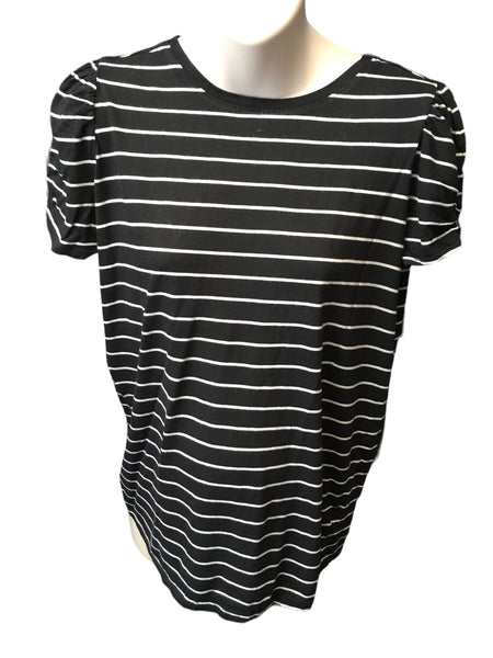 New Look Maternity Black & White Stripe S/S T-Shirt - Size Maternity UK 14