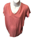 New Look Maternity Russet Red V Neck Ruched Side S/S Top - Size Maternity UK 14