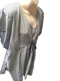 Esmara Blue / White Pinstripe Drawstring S/S Tunic Top - Size Maternity M UK 12-16