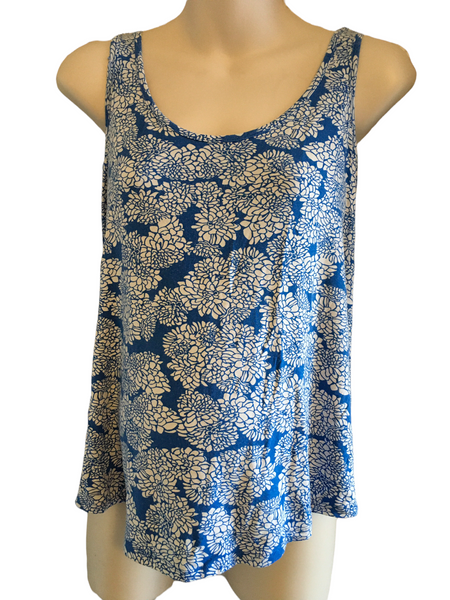 DP Maternity Blue & White Floral Print Summer Vest Top - Size Maternity UK 6