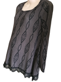 Liz Lange Maternity Brown/Black L/S Soft Knit Top with Crochet Trim - Size Maternity L UK 14-16