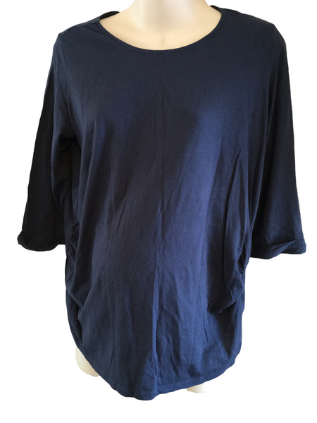 New Look Navy Blue Maternity 3/4 Roll Sleeve Top - Size Maternity UK 14