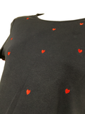 DP Maternity Navy/Red Heart Embroidered S/S Top - Size Maternity UK 14