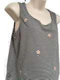 DP Maternity Black Pinstripe & Rose Print Sleeveless Vest Top - Size Maternity UK 14