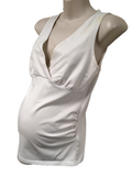 Seraphine White Cross Bust Sleeveless Maternity/Nursing Top - Size Maternity UK 12