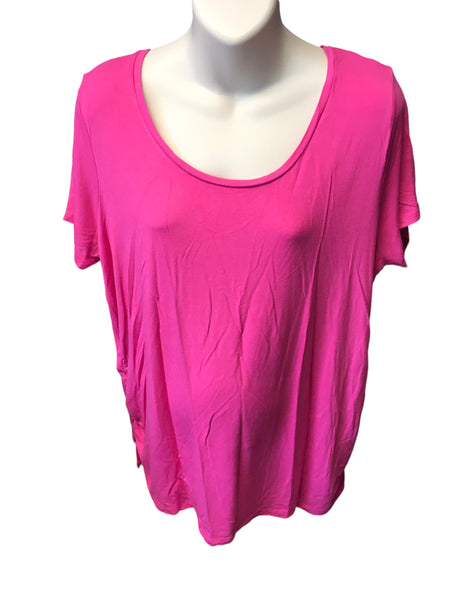 Blooming Marvellous Pink Scoop Neck Stretch S/S Top - Size Maternity XL UK 20