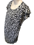H&M Black & White Floral Flutter Sleeve Top - Size Maternity L UK 16-18