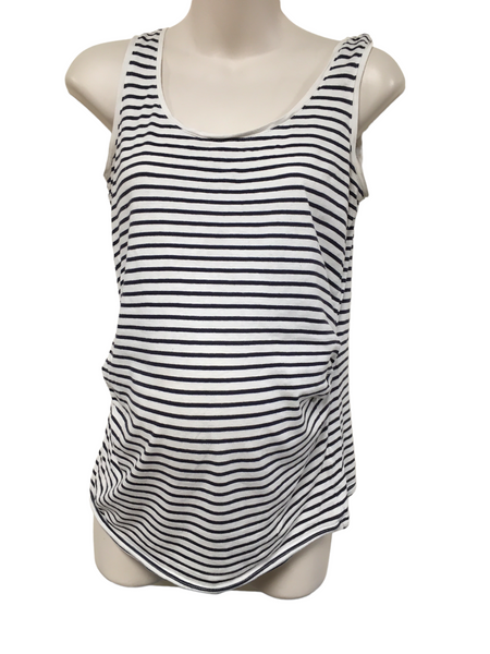 New Look Maternity Navy/White Nautical Stripe Vest Top - Size Maternity UK 8
