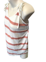 New Look Maternity White/Pink Striped Soft Knit Tie Shoulder Top - Size Maternity UK 10