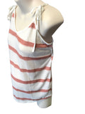 New Look Maternity White/Pink Striped Soft Knit Tie Shoulder Top - Size Maternity UK 10