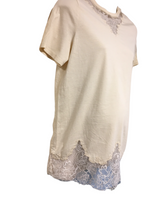 Asos Design Maternity Nude Lace Mix Longline T-Shirt - Size Maternity UK 10