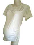 Red Herring Maternity White Lace Panel S/S Top - Size Maternity UK 8