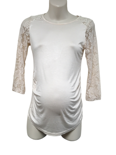 Brand New H&M Mama Champagne L/S Lace Sleeve Top - Size Maternity S UK 8-10