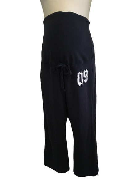 New Look Maternity Navy Over Bump Joggers With 09 Motif - Size Maternity UK 14