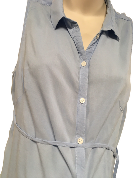 H M Mama Light Blue Tunic Sleeveless Blouse Size Maternity S UK 8 10 Growth Spurtz