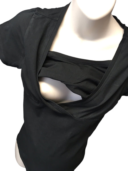 New Look Plain Black Essential Nursing Panel T-Shirt - Size Maternity UK 10