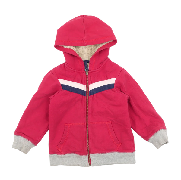 Mini Boden Red/White/Blue Thick Zip Up Hoodie Jumper - Unisex 3-4yrs