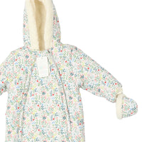 Brand New Mini Club Floral Print Hooded Snowsuit Detachable Mittens - Girls 9-12m