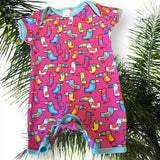 Mini Club Pink Colourful Birds Print Romper - Girls 0-3m