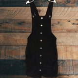 Miss Evie Black Button Up Corduroy Pinny Dress - Girls 11-12yrs