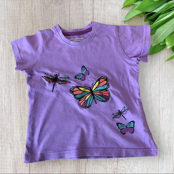 Mountain Warehouse Purple T-Shirt Butterfly & Dragonfly Design - Girl 3-4yrs