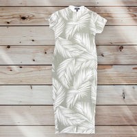 New Look Maternity Khaki Fern/Leaf Print Ribbed T-Shirt Dress - Size Maternity UK 12
