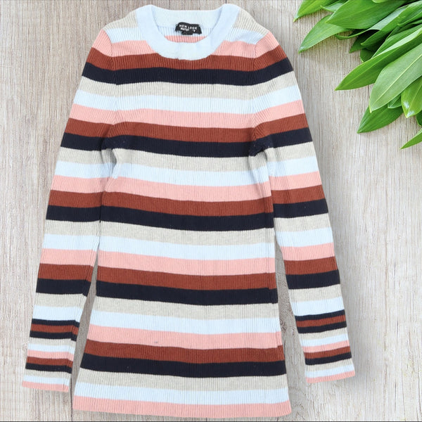 New Look Maternity Multi Ribbed Thin Knit Striped Jumper - Size Maternity UK 10