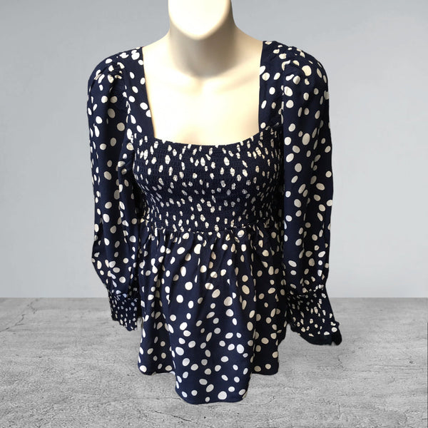 New Look Maternity Navy/White Spotted Smock Top - Size Maternity UK 12