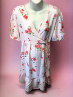 New Look Maternity Pink & Red Floral Print Pretty S/S Dress - Size Maternity UK 14