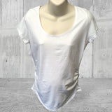 New Look Maternity Scoop Neck Ruched White Top - Size Maternity UK 14
