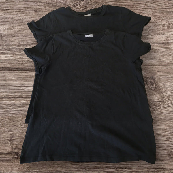 Next 2 x Plain Black Roll Sleeve T-Shirt Value Bundle - Boys 14yrs