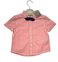 Brand New Next Pink Gingham Check Shirt & Bow Tie Outfit Set - Boys 3-6m