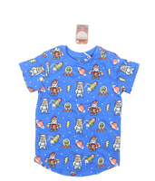 Brand New Next Blue Santa In Outer Space Boys Christmas T-Shirt - Boys 4yrs