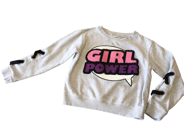 Next Girl Power Textured Applique Grey Jumper - Girls 10yrs