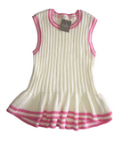 Brand New Next Cream & Pink Knitted Peplum Sleeveless Jumper - Girls 9yrs