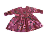 Next Maroon Floral Print Jersey Fleece Lined Jumper Dress - Girls 3-6m