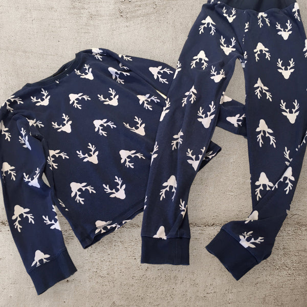 Next Navy/White Stag Print L/S Pyjamas - Boys 9yrs