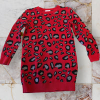 Next Red/Black/Silver Animal Print Jumper Dress - Girls 4yrs