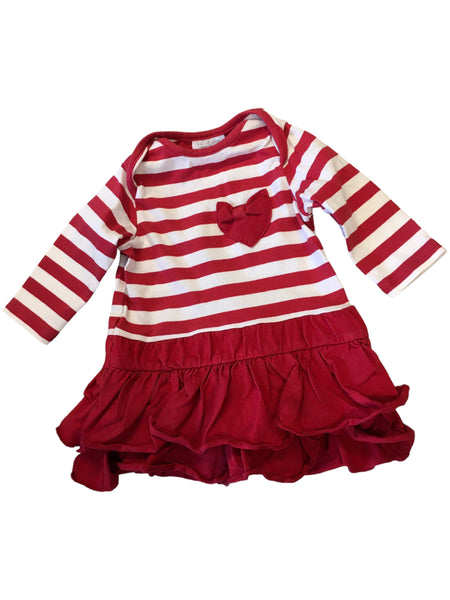 Next Red Striped Jersey Ruffle Dress - Girls 0-3m