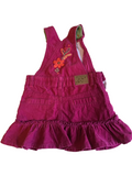 M&S Magenta Pink Floral Needlecord Dungaree Dress - Girls 3-6m