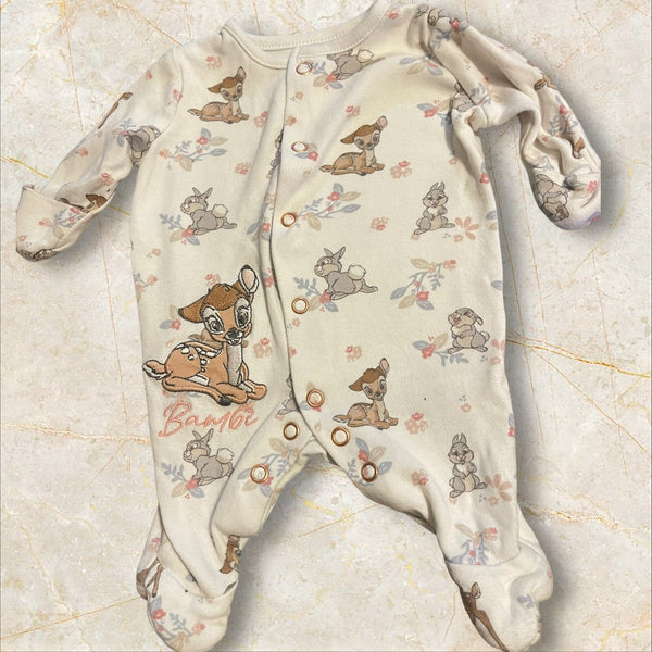 Nutmeg Disney Baby Bambi Print Sleepsuit - Girls Newborn Tiny Baby