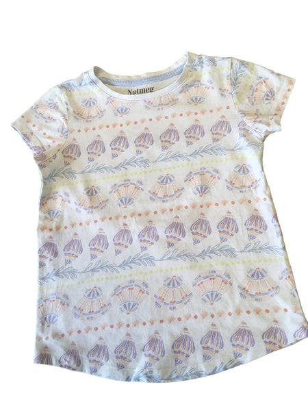 Nutmeg White Shells Print T-Shirt - Girls 8-9yrs