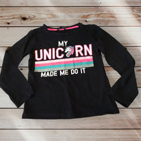 Pep & Co My Unicorn Made Me Do It Black L/S Top - Girls 6-7yrs