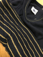 Petit Bateau Navy Blue & Gold Striped Jersey Dress - Girls 3m