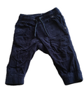 H&M Plain Navy Brushed Cord Pull On Trousers with Stretch Waist - Boys 4-6m