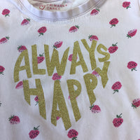 Primark Pink Always Happy Strawberry Print T-Shirt - Girls 5-6yrs