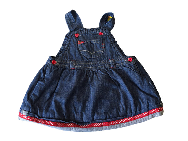 Mayoral Indigo Blue Denim Pinny Dress with Red Detail - Girls 4-6m