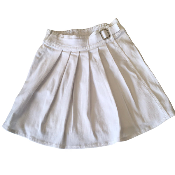 Kute White Pleated Stretch Waist Skirt - Girls 12-18m