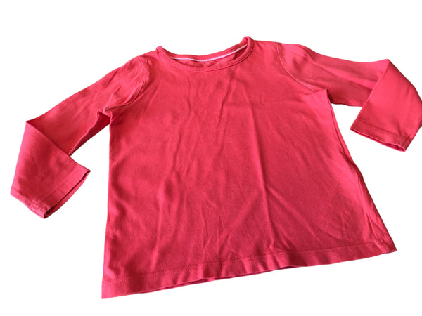 M&S Plain Coral Red L/S Top - Girls 12-18m